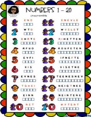 Numbers 1-20 worksheets and online exercises